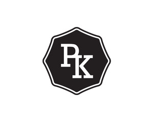 PK retro initial monogram letter logo. vintage label typography.