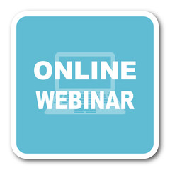 online modern webinar blue square internet flat design icon