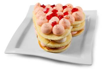 Delicious cake on plate