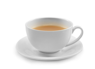 Naklejka premium Tea with milk on white background.