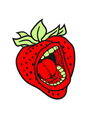 strawberry mouth screaming horror monster halloween