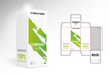 Box design, die-stamping. Vector template.