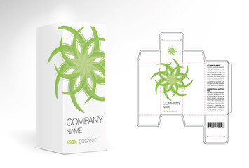 Box design, die-stamping. Vector template.