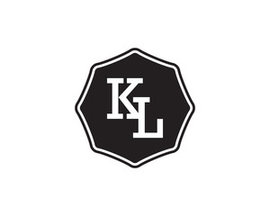 KL retro initial monogram letter logo. vintage label typography.