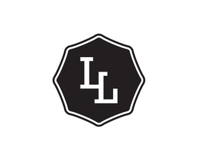 LL retro initial monogram letter logo. vintage label typography.