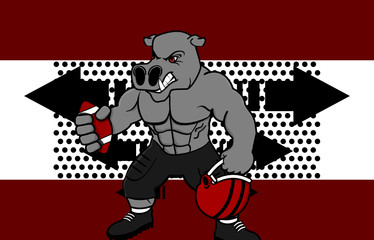 muscle hippo american football uniform background in vector format 