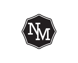 NM retro initial monogram letter logo. vintage label typography.