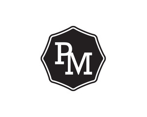 PM retro initial monogram letter logo. vintage label typography.