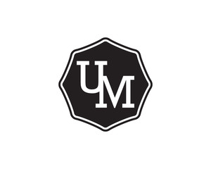 UM retro initial monogram letter logo. vintage label typography.