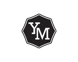 YM retro initial monogram letter logo. vintage label typography.
