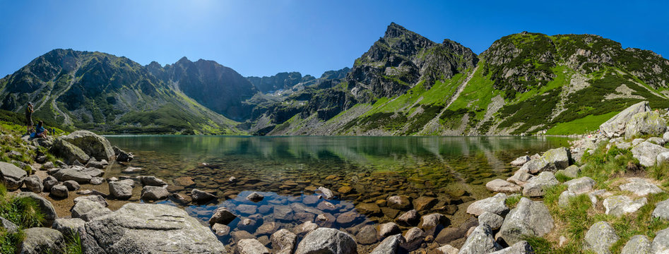 Fototapeta Panoramic view of the Black Pond "Czarny Staw", High Tatras, Poland