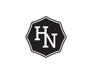HN retro initial monogram letter logo. vintage label typography.