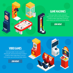  Game Machines 2 Isometric Banners Set