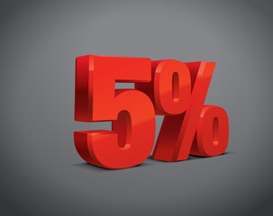 5 percent off, sale background, object 3D. Eps10 Vector.