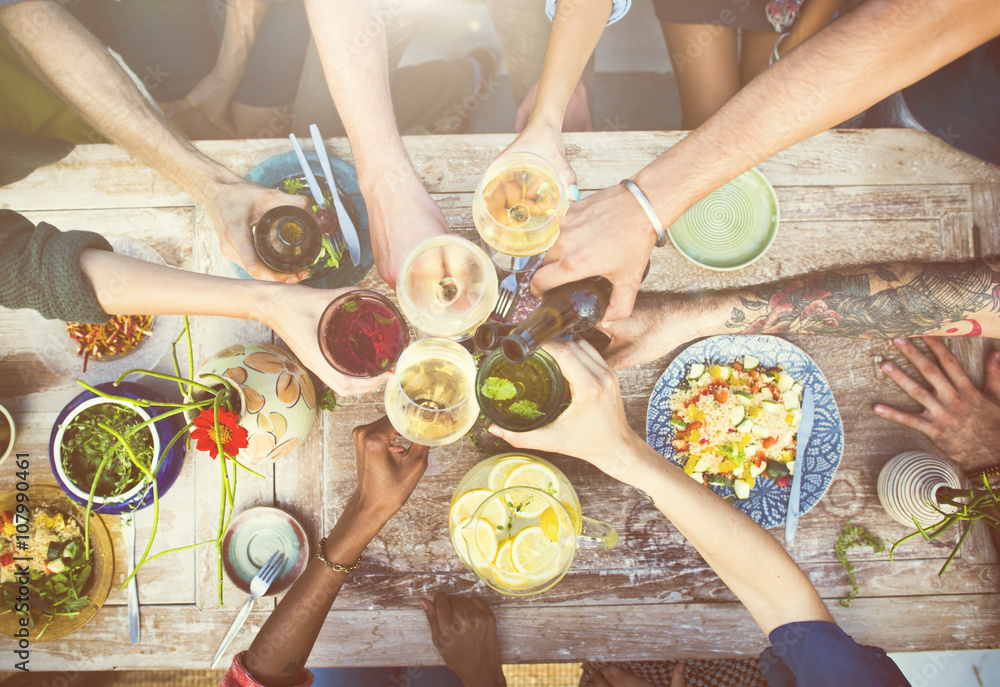 Wall mural food table healthy delicious organic meal concept