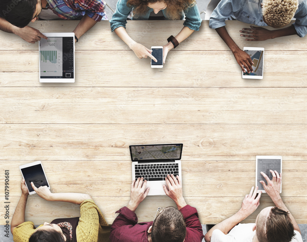 Poster connecting connection digital device wireless concept