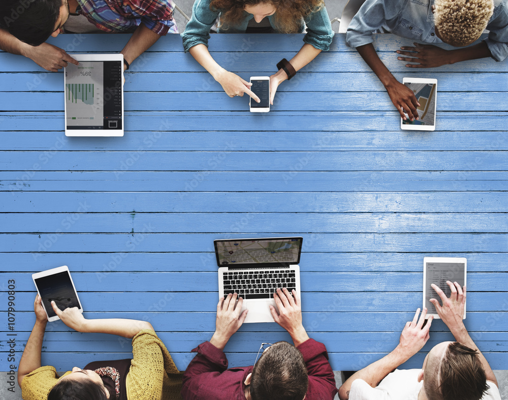 Poster connecting connection digital device wireless concept