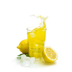 Lemon drink with ice Fruit cocktail splash