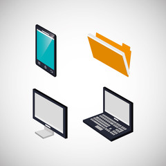 Icon of isometric technology design, vector illustration