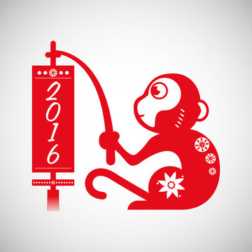 Icon of the year of the monkey design, vector illustration