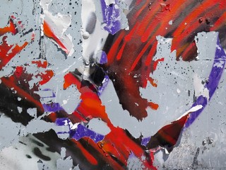 Aging Wall: Peeling Paint with Abstract Colorful Pattern   © nextrecord