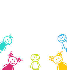 Smiling Girls and Boys Isolated on White Background