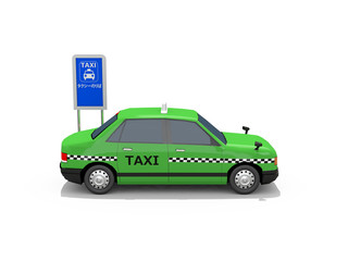 タクシーとタクシー乗り場