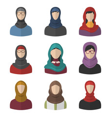 Set Arabic Women, Heads and Headscarf