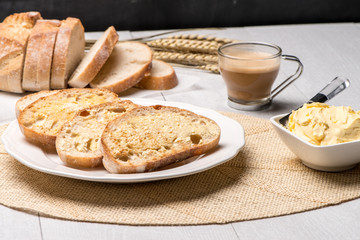 Breakfast table with toast