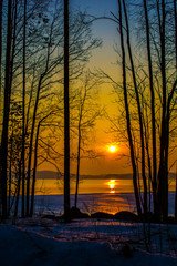 Sunrise in Finland in late spring, when the last ice melts and the spring begins.