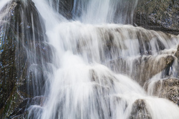 Fototapeta na wymiar Detail waterfall in Vallee des Couleurs. National Park Cascades. Mauritius Island