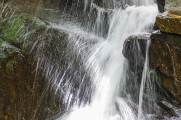 Detail waterfall in Vallee des Couleurs. National Park Cascades. Mauritius Island