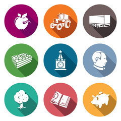 Export of Polish apples Icons Set. Vector Illustration.