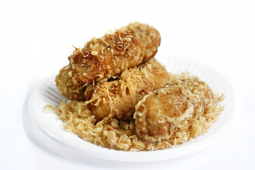 BANANA FRY SIAM of Thai food isolated on white background