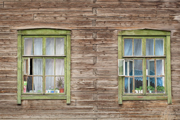old windows, vintage house