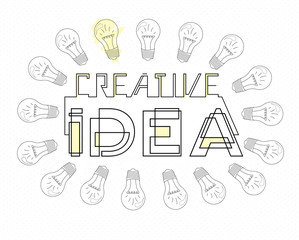 Design style concept of big idea, finding solution, brainstorming, creative thinking. Modern line style.