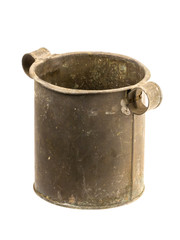 Old steel pot isolated