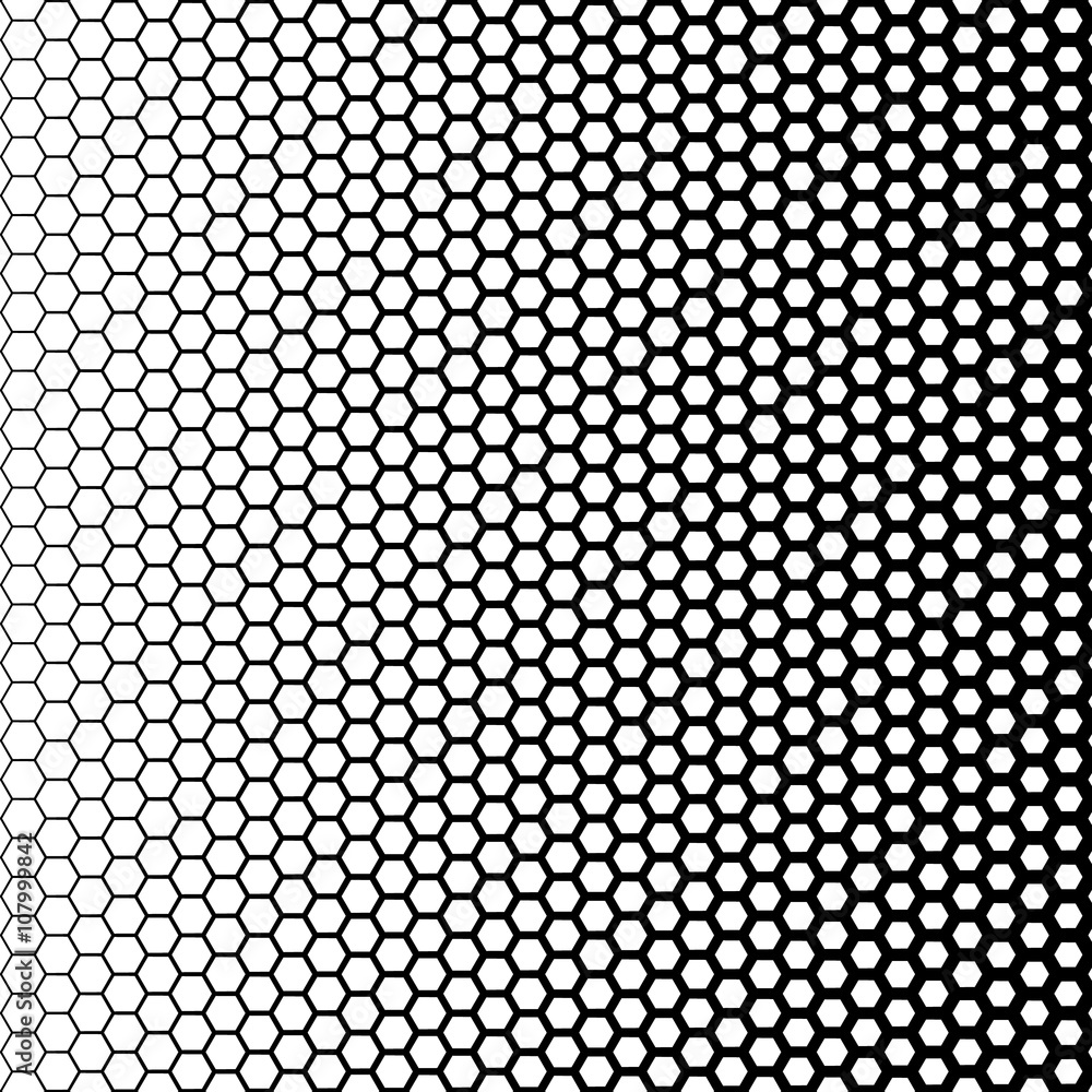Poster background with gradient of black and white hexagons