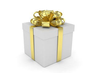 gift box with bows isolated on white. 3d rendering.