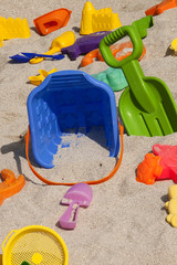 Beach toys in sand