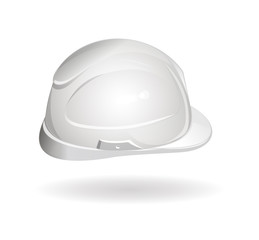 Working helmet (side view), hard hat logo icon. Realistic vector illustration isolated on white background