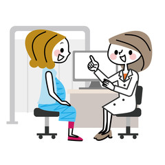 妊婦　診察　笑顔