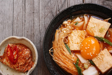 Korean tofu soup with kimchi