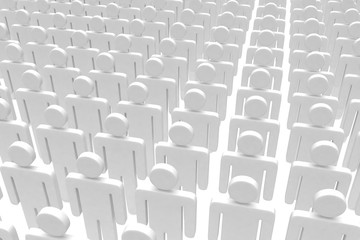 group of people figures on white background. 3d rendering.