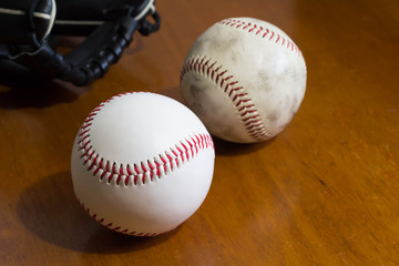 Baseball ball and glove