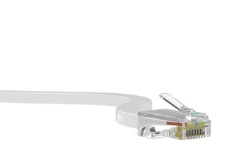wire rj-45 on a white background, isolated. 3d rendering.