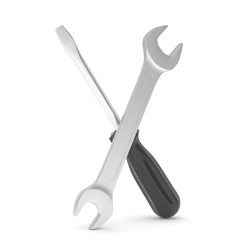 3D Illustration Wrench and screwdriver, service concept