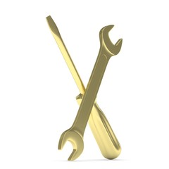 3D Illustration Wrench and screwdriver, service concept