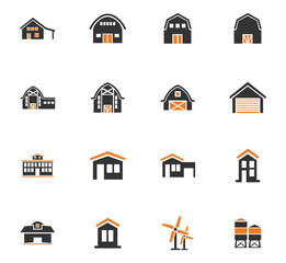 farm building icon set