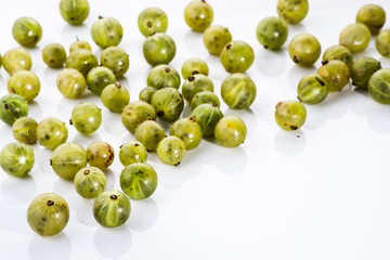 Gooseberries fruits on white background.